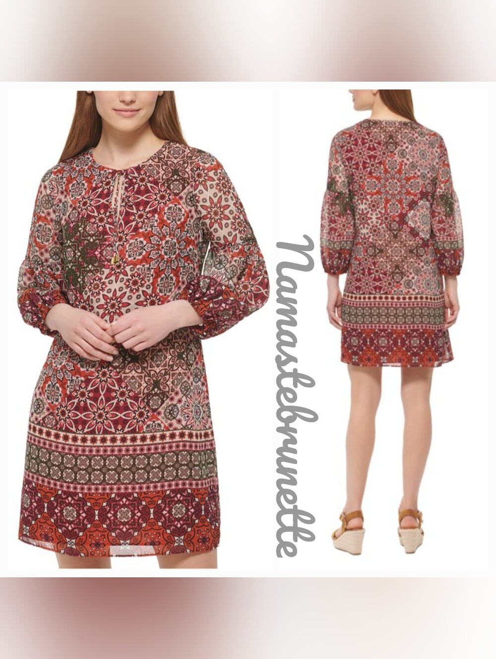 $148 NWT Nordstrom Balloon 3/4 Sleeve Shift Dress